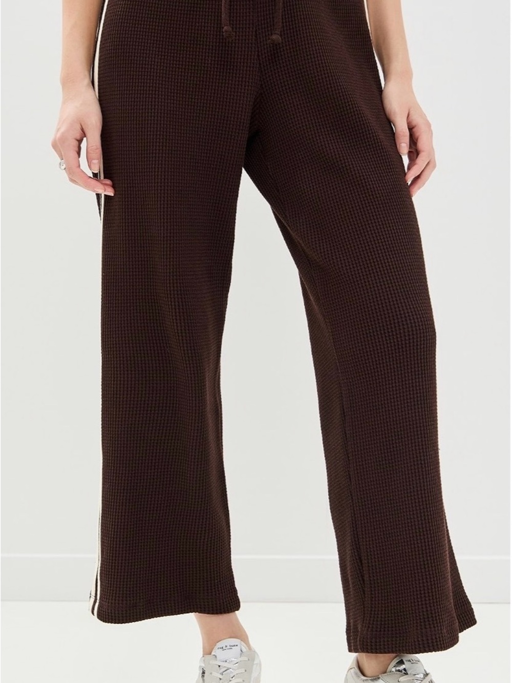 DONNI. The Thermal Crop Stripe Pants in Espresso size XS - Picture 2 of 9